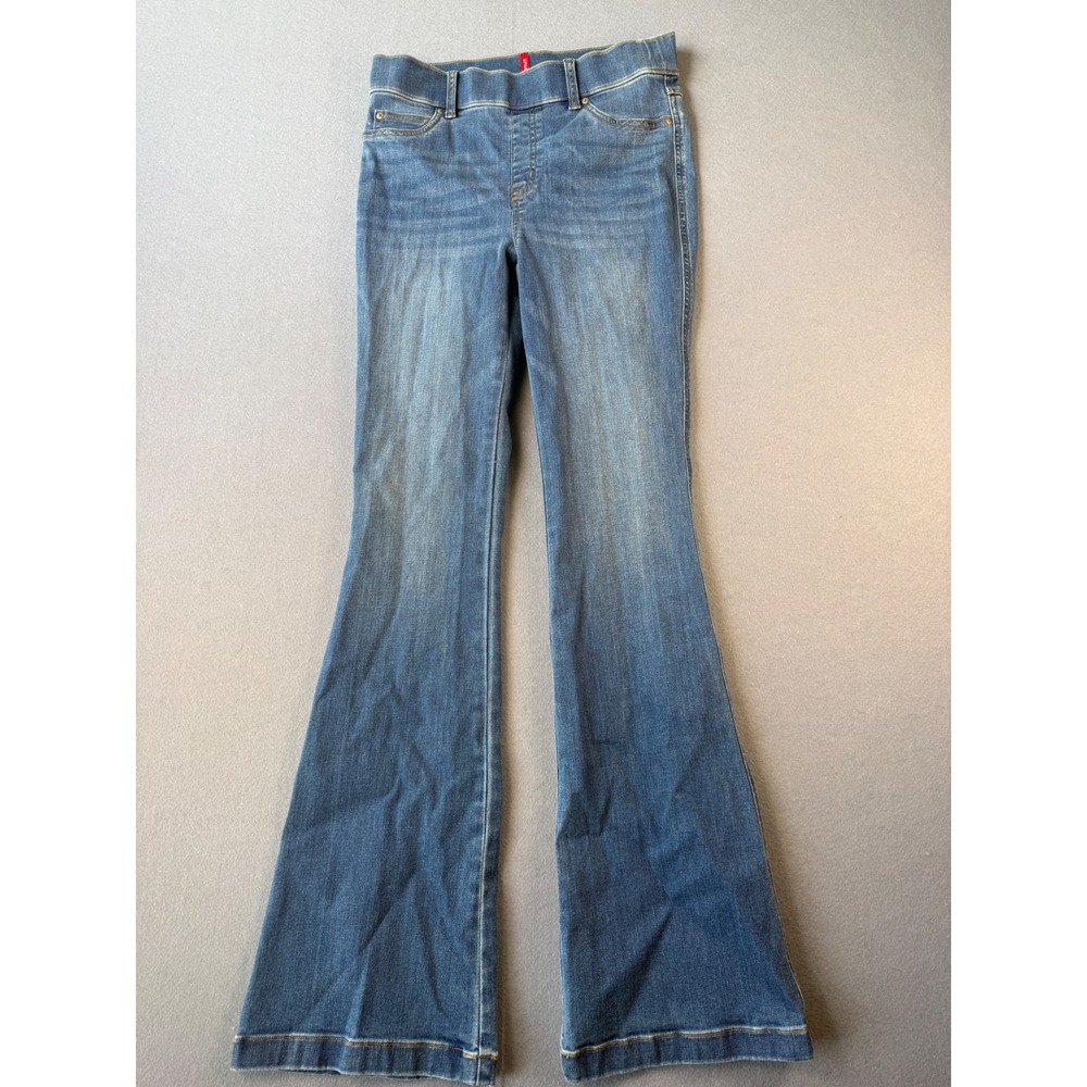 Spanx Flare Jeans Womens Medium Blue High Rise Pull On Medium Wash Denim 497 - Picture 2 of 6